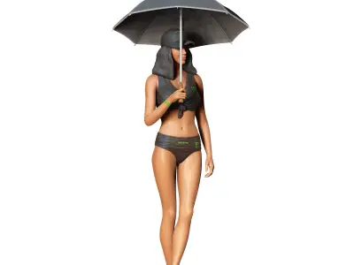 N3 Pit Girl with Umbrella 3D print model