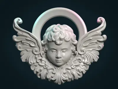 Angel Cherub bas-relief 3D print model