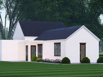 American Exterior House Design Classic Modern Country Home 3D model
