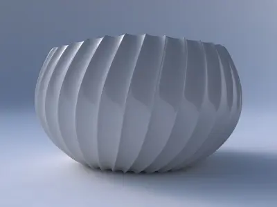 Bowl spheric twisted with extruded vertical lines 2 3D print model
