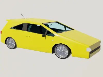 Yellow car lowpoly Low-poly 3D model