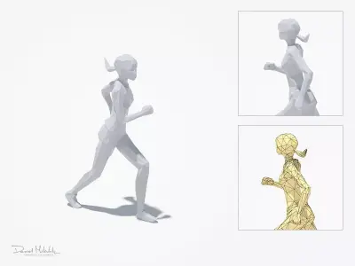 Woman Run Sport Pose Low-poly 3D model