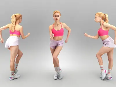Sporty young woman doing workout 373 Low-poly 3D model
