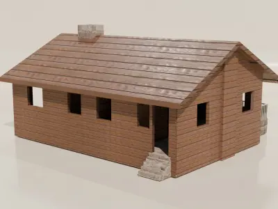 WOOD CABIN Low-poly 3D model