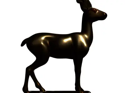 Golden Gazelle Statue Ornament Low-poly 3D model