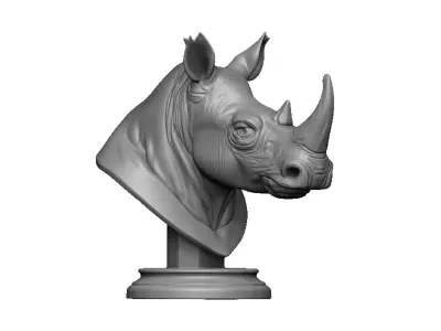 rhino head bust 3D print model