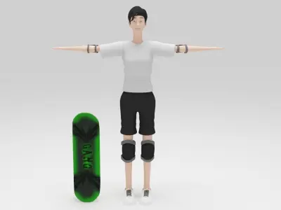 Character Skateboard lowpolys  Low-poly 3D model