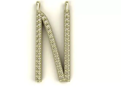 Diamond Letter N Pendant Gold Silver Platinum Luxury Jewelry 3D print model