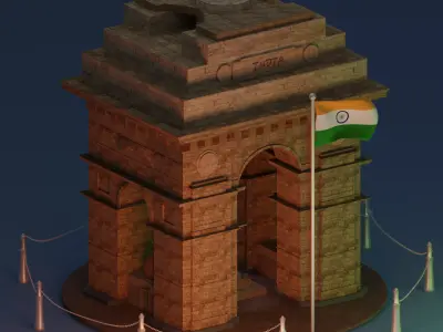 The India Gate Low-poly 3D model