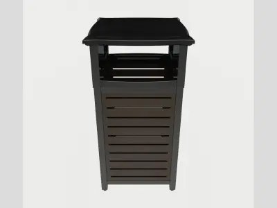 Metal Square Trash Can Low Poly High Poly 3D model