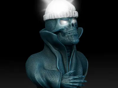 Wall Lamp Skull with cloak and collar open eyes 3D print model