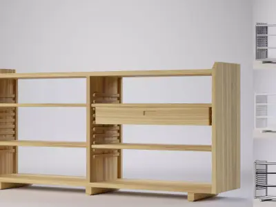 Ventura notched bookshelf 160x36x76 Low-poly 3D model