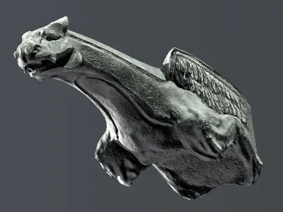 Waterspout Gargoyle Stonedragon Low-poly 3D model