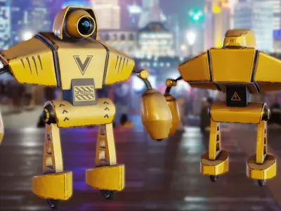 Robot character Low-poly 3D model