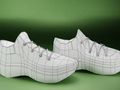 Sneakers red WL low poly 3D model with PBR Low-poly 3D model