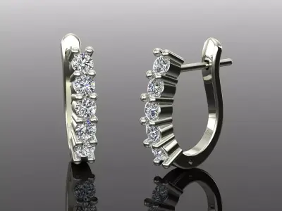 Women Diamond Earrings 3D print model 16