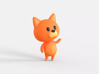 Little Funny Fox Animated  Low-poly 3D model