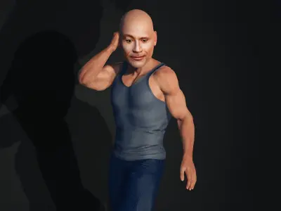 Dwayne Johnson The Rock 3D model Full Rigged and Animated Low-poly 3D model