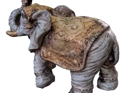 elephant 2 statue with tusks Free 3D model