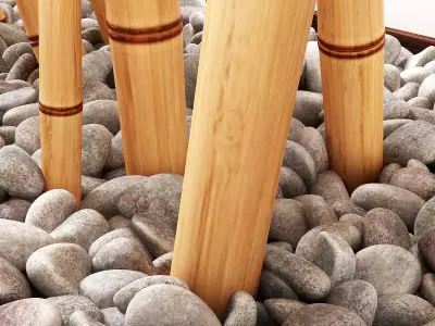 Bamboo decor fundament board pebble 3D model