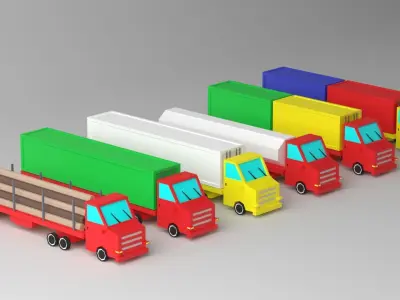 Cartoon Truck Package Low-poly 3D model