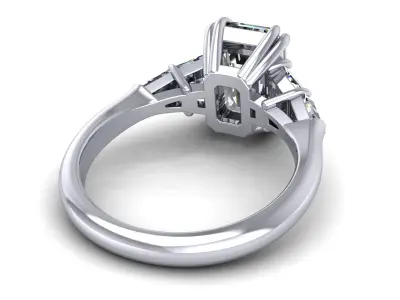 Three Stone Emerald Ring  3D print model