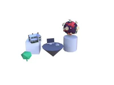Design-home table with chairs and vase 3D model