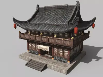 Chinese style wooden attic 3D model