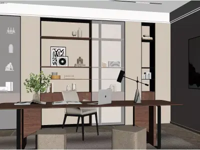 Modern Light Luxury Study Room 3D model buy