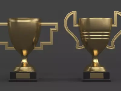 Gold Trophy Cups 3D model
