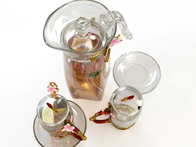 Handmade tea set with carafe 3D model