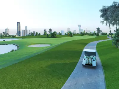 Golf course Low-poly 3D model