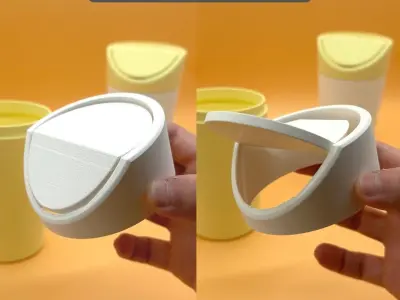 3D Printable Mini Trash Can for Car and Office Use Free 3D print model