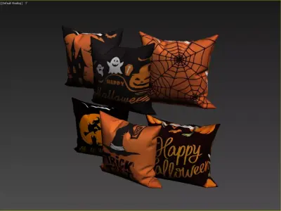 Halloween Decorative Pillow Collection with Spooky Designs 3D model
