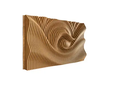 Parametric Wavy Wooden Wall Decor 20 - wood cutting machines  3D model