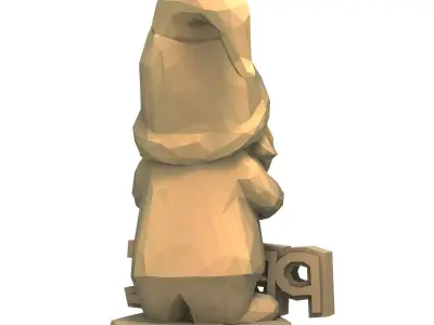 PEACE Gnome Cute Low Poly Figurine Holding Text 3D print model