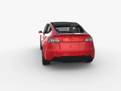 Tesla Model Y AWD Red with interior and chassis 3D model