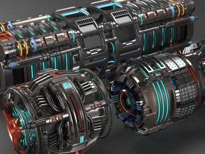 Sci Fi Mega Elements KITBASH - SUBDIVISION READY - pack 3 3D model