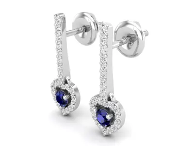 AV 622 Diamond Ladies Heart Dangling Drop Earrings 3D print model