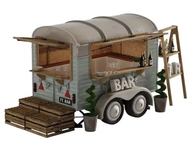 Food truck bar set 3 3D model