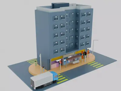 Hong Kong Building Pack 3 Low-poly 3D model