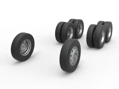 Wheel Set of Vintage GATR Racing Semi truck V4 Scale 1 to 25 3D print model