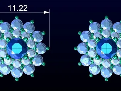 Double Cluster Halo Earrings 1 3D print model