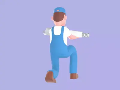 Stylized 3D Mechanic Character - Cartoon Spark Plug 3D model