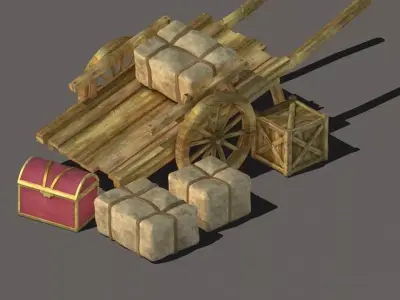 Game Transportation - Wooden Carts 3D model