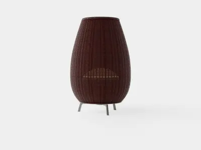 Rattan Dark Lamp Low-poly 3D model