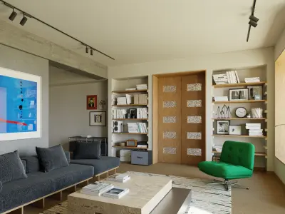 Eclectic Style Living Room Interior Scene 3D model