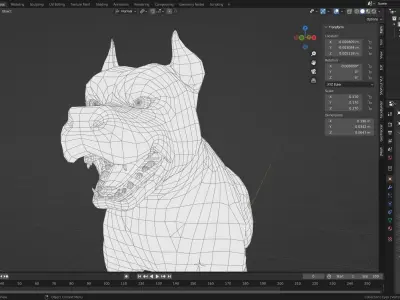 Low poly - Stylized dog - Pitbull Low-poly 3D model