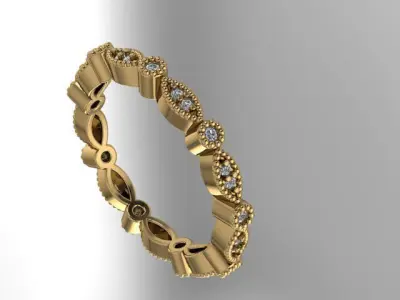 eternity band diamond ring marquise round 3D print model