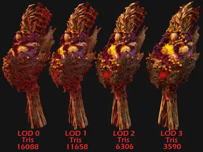 Herbarium Bouquet of Flowers and Herbs Alchemist Witch Set  3D Model Collection